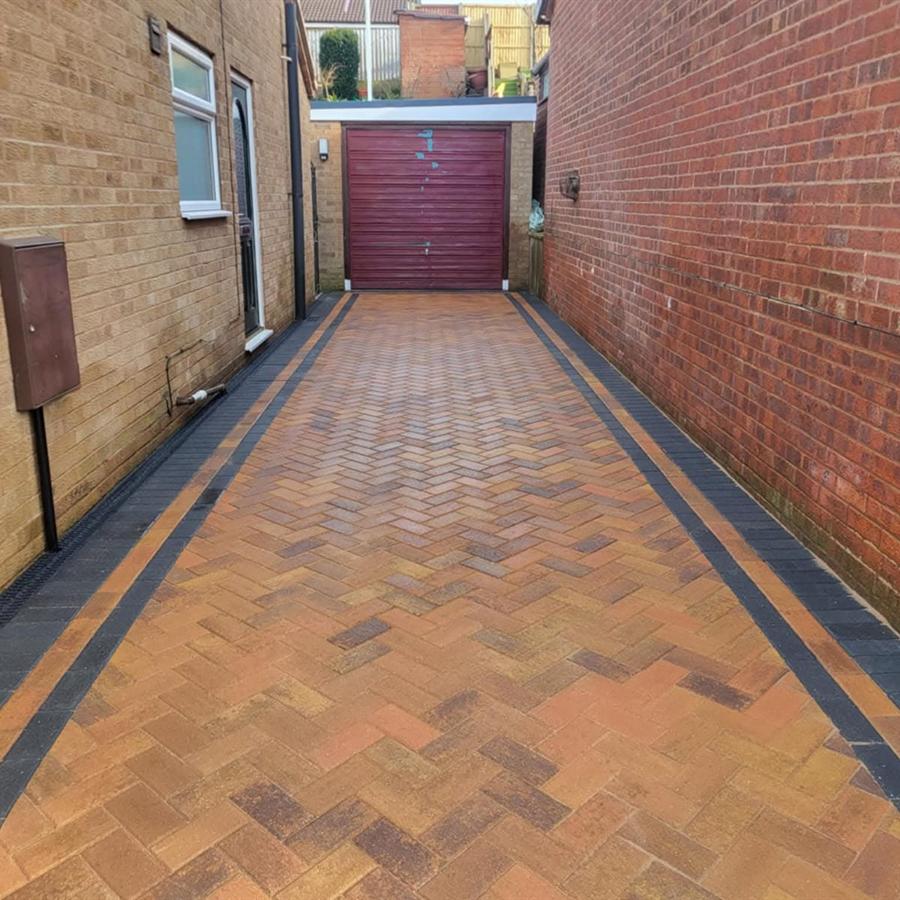 Block paved driveway and garage approach