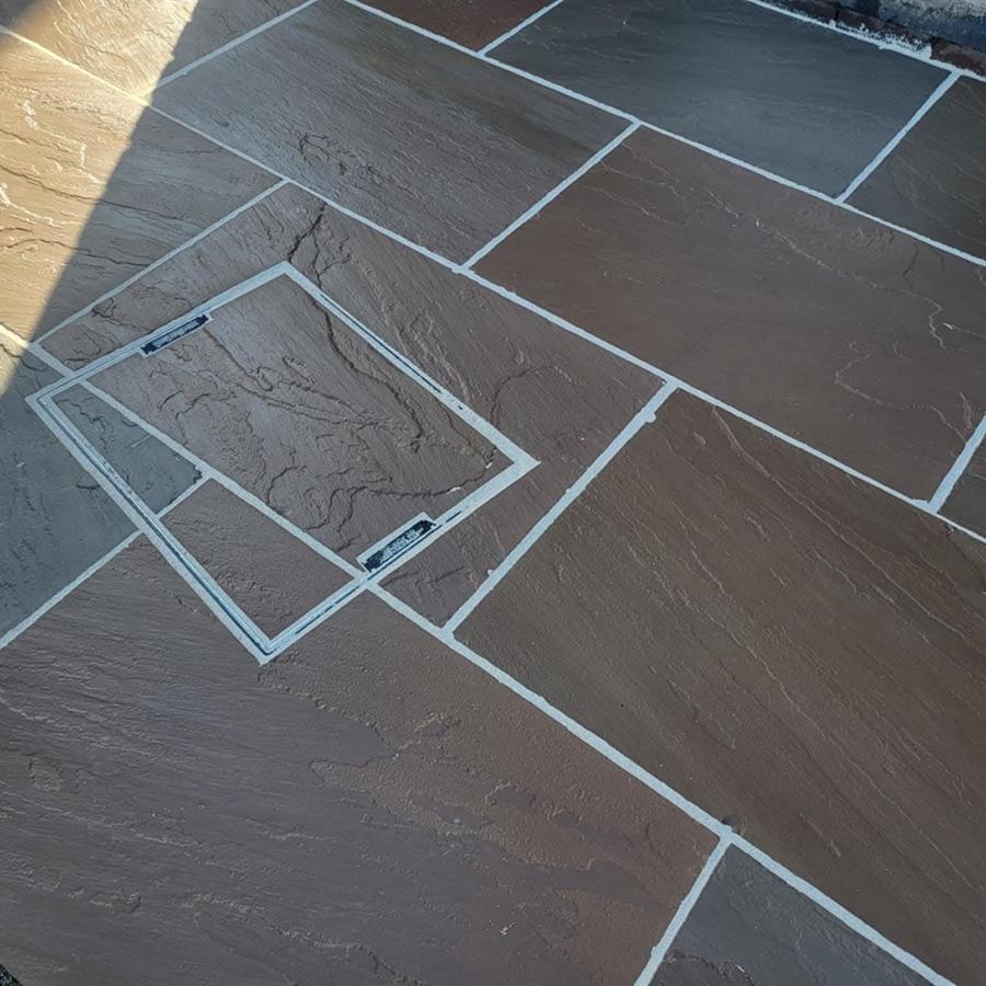 Slate patio with inset detail